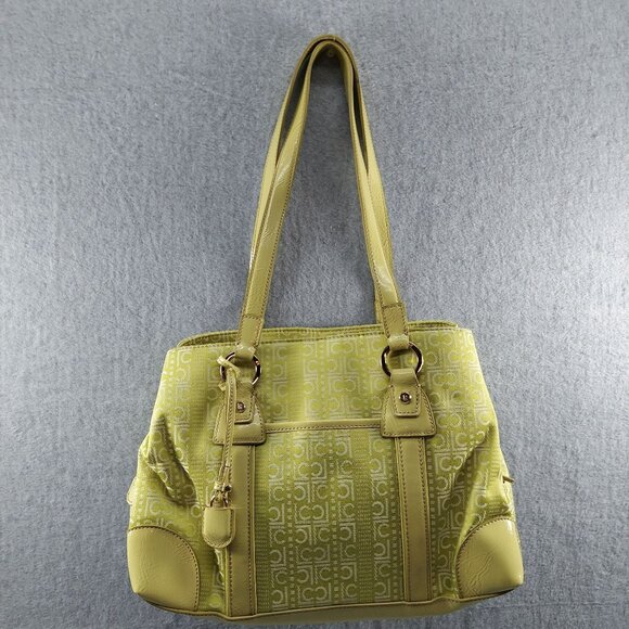 Liz Claiborne Green Logo Patterned Tote Bag With Double Handles - Picture 5 of 13